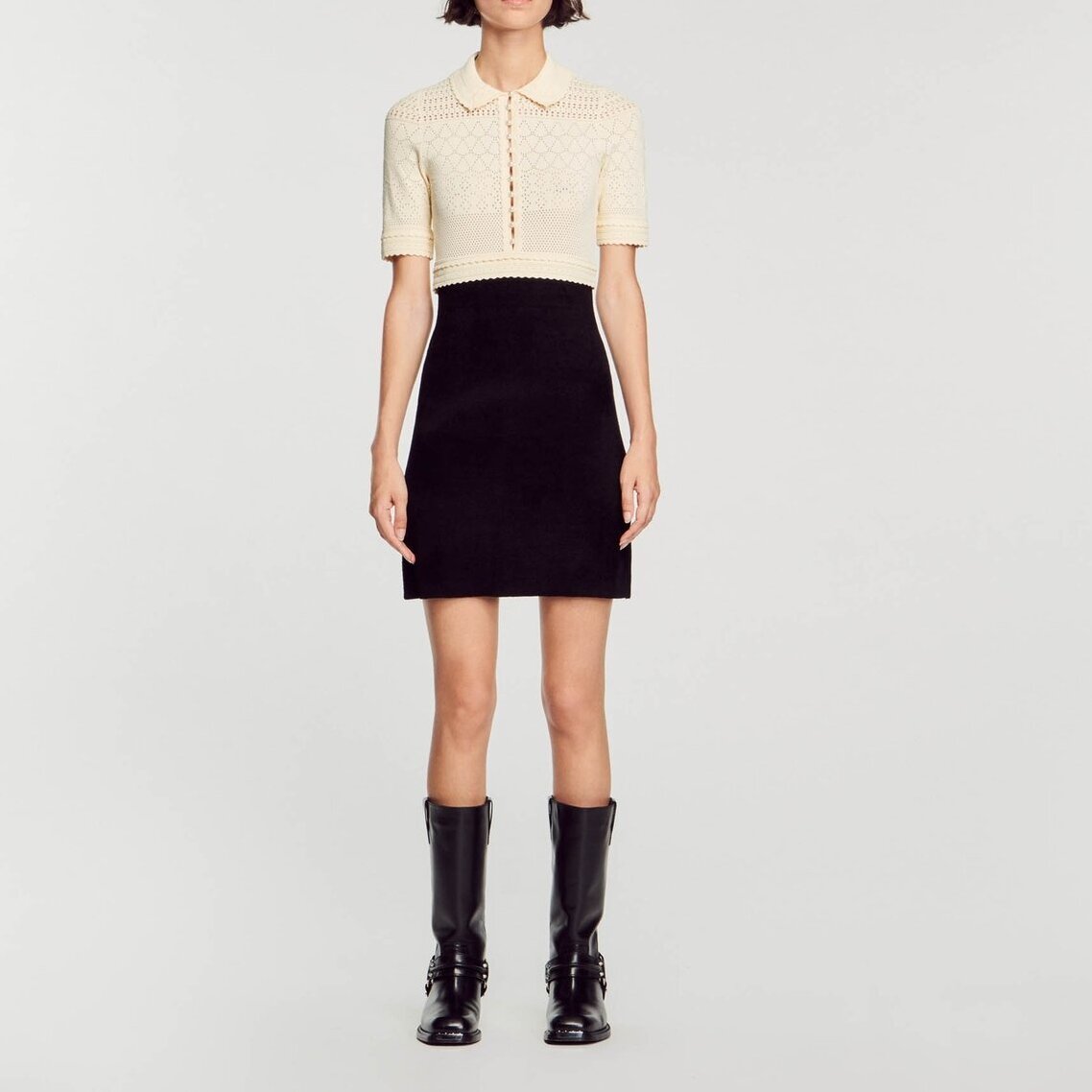 Robe courte en Maille bicolore Sandro seconde main photo 5