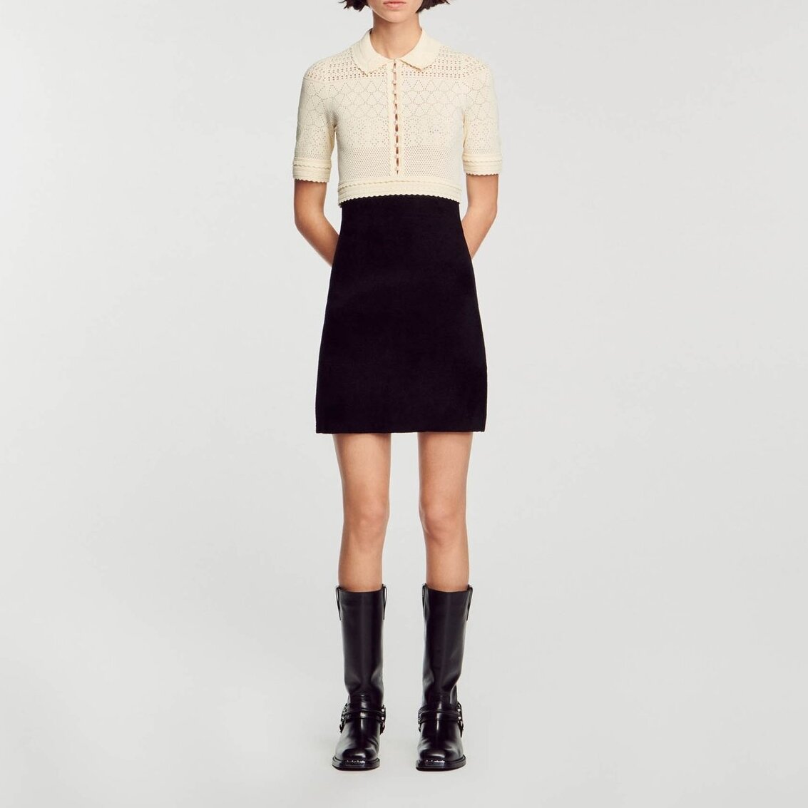 Robe courte en Maille bicolore Sandro seconde main photo 6