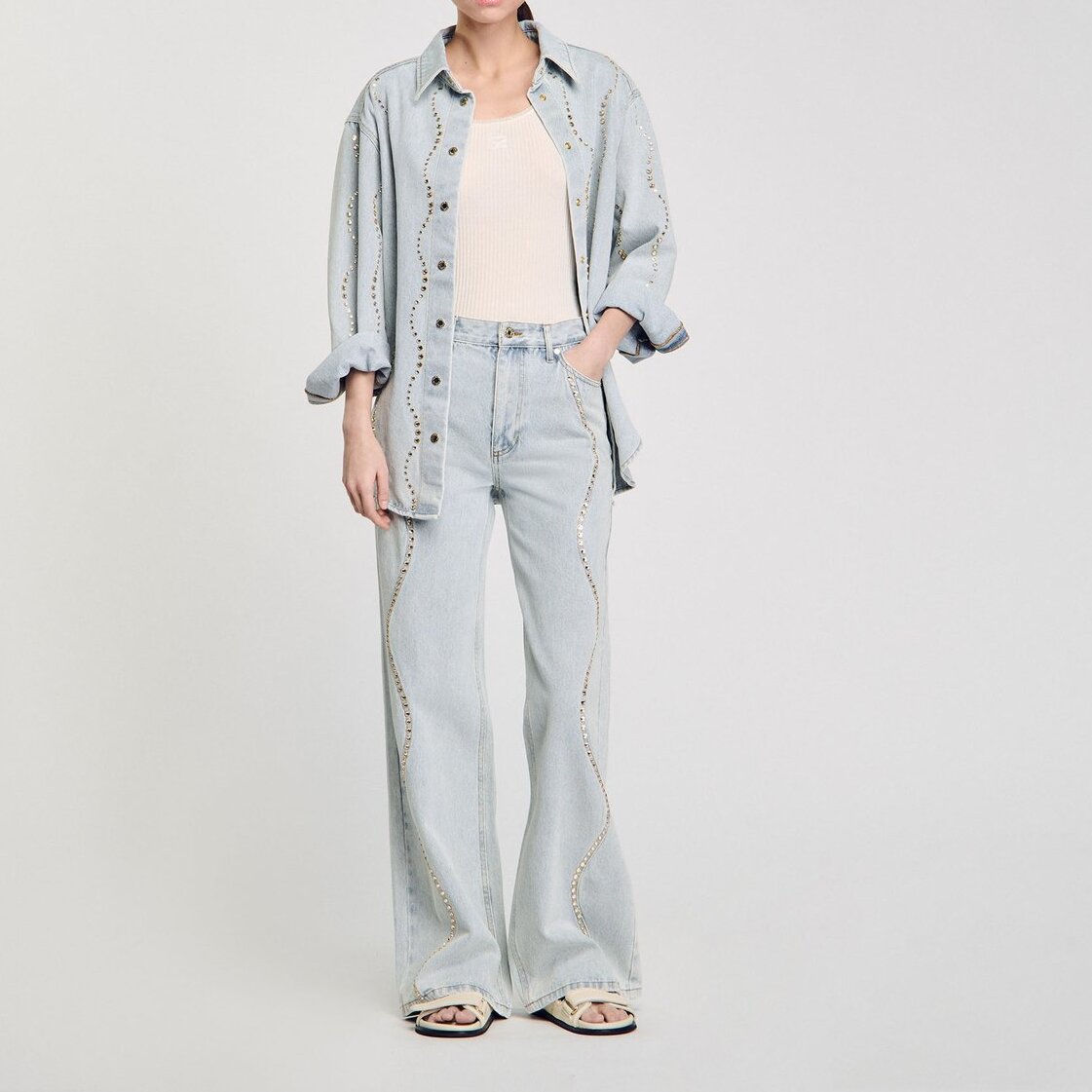 Photo produit Jean à bandes strassées numéro 0