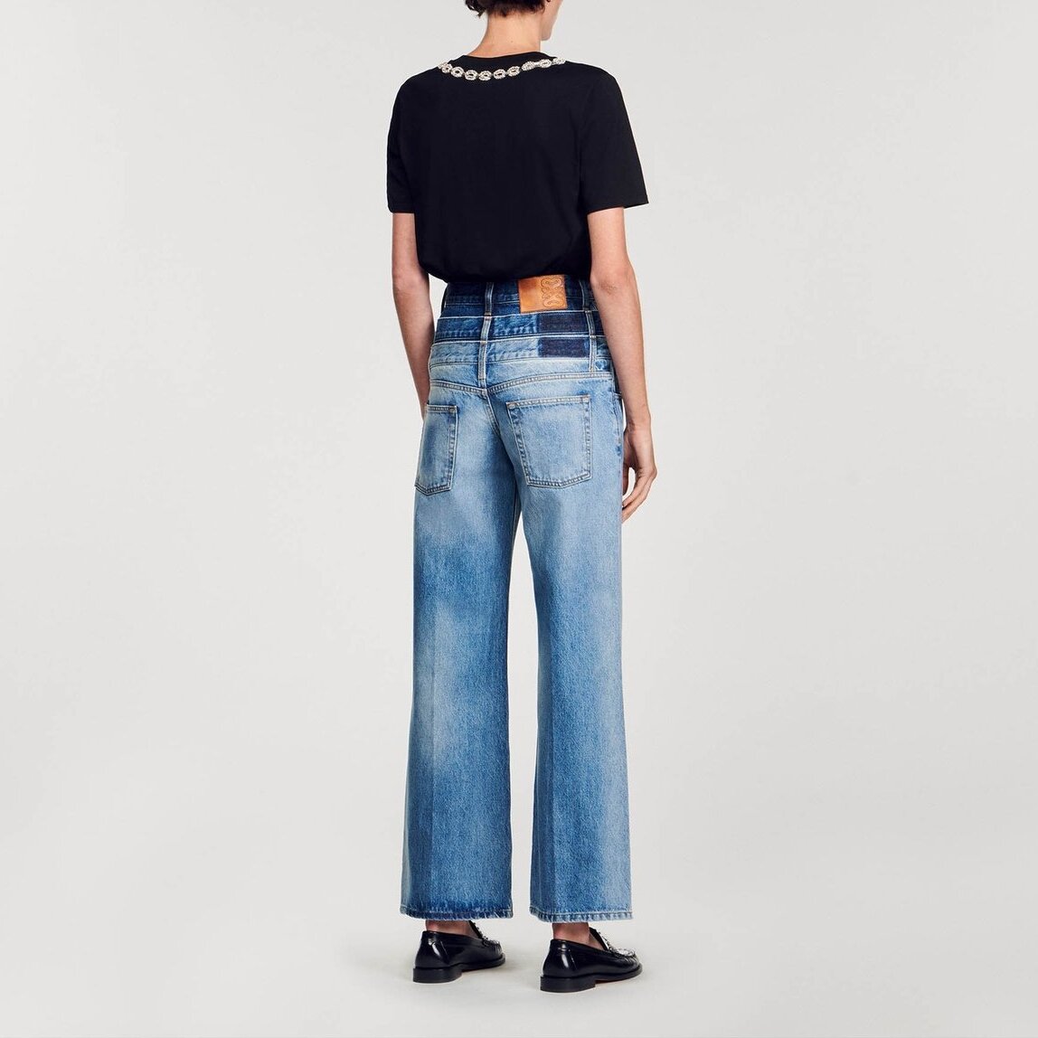Organic cotton jewelled collar T-shirt Sandro second-hand photo 2