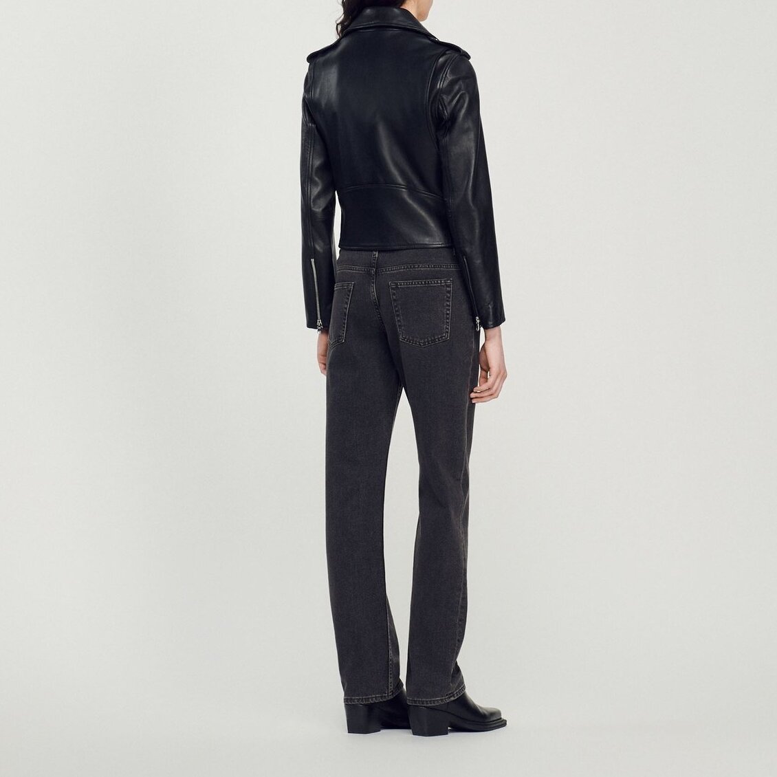 Blouson en cuir Sandro seconde main photo 3
