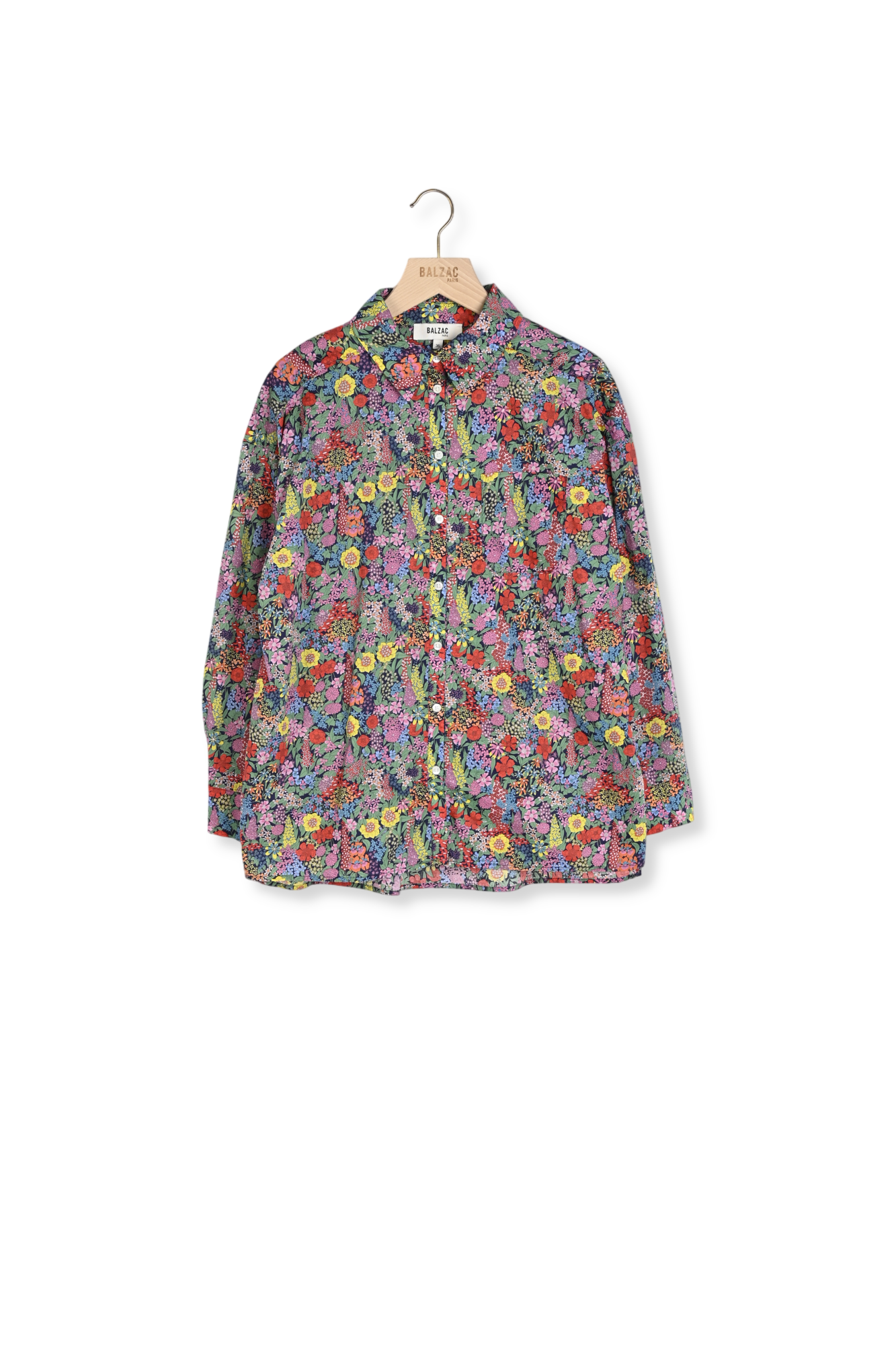 Photo produit Chemise Hector en tissu Liberty violet, rose et jaune numéro 0