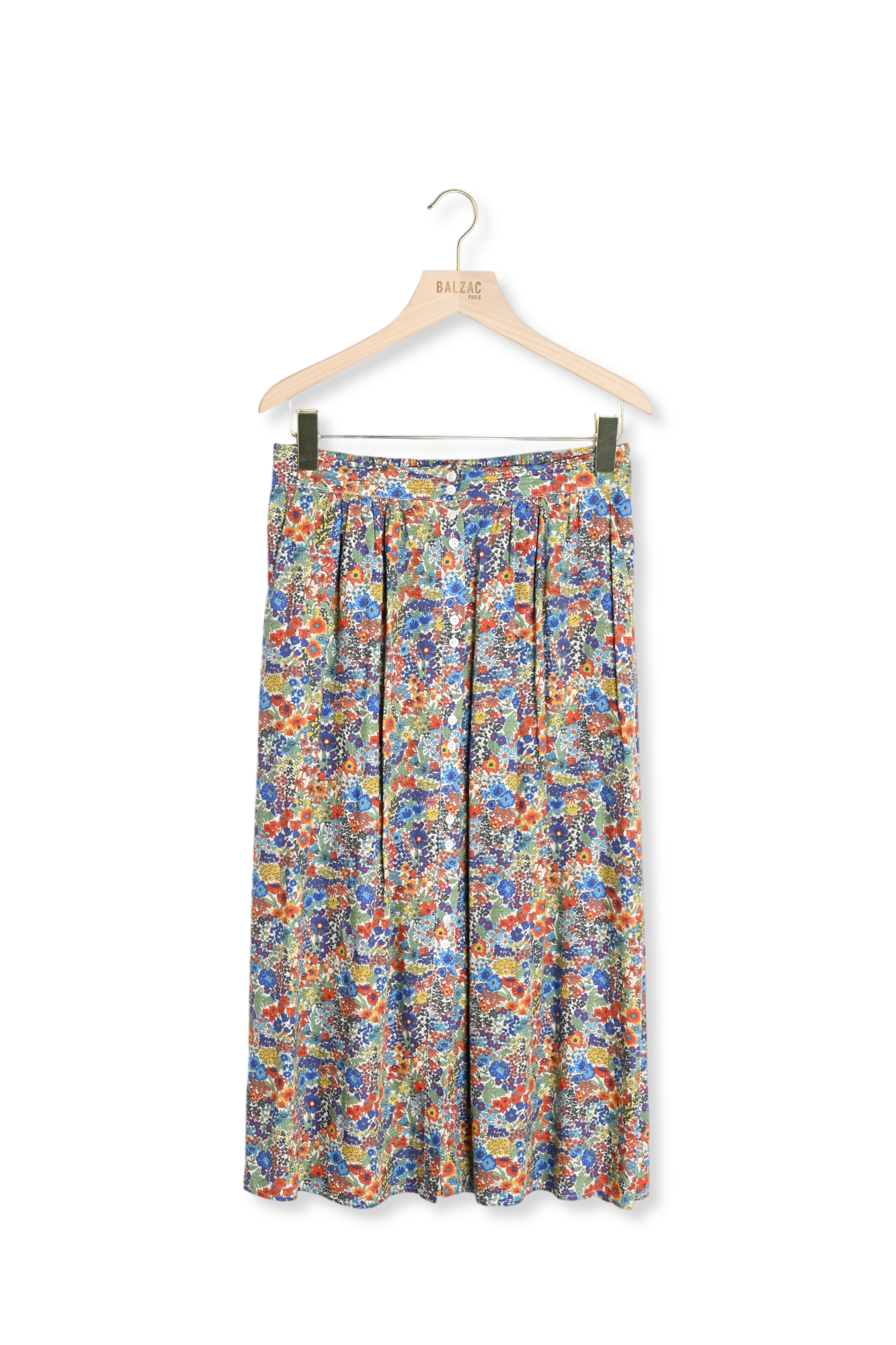 Jupe Sally en tissu Liberty bleu et jaune Balzac seconde main photo 1