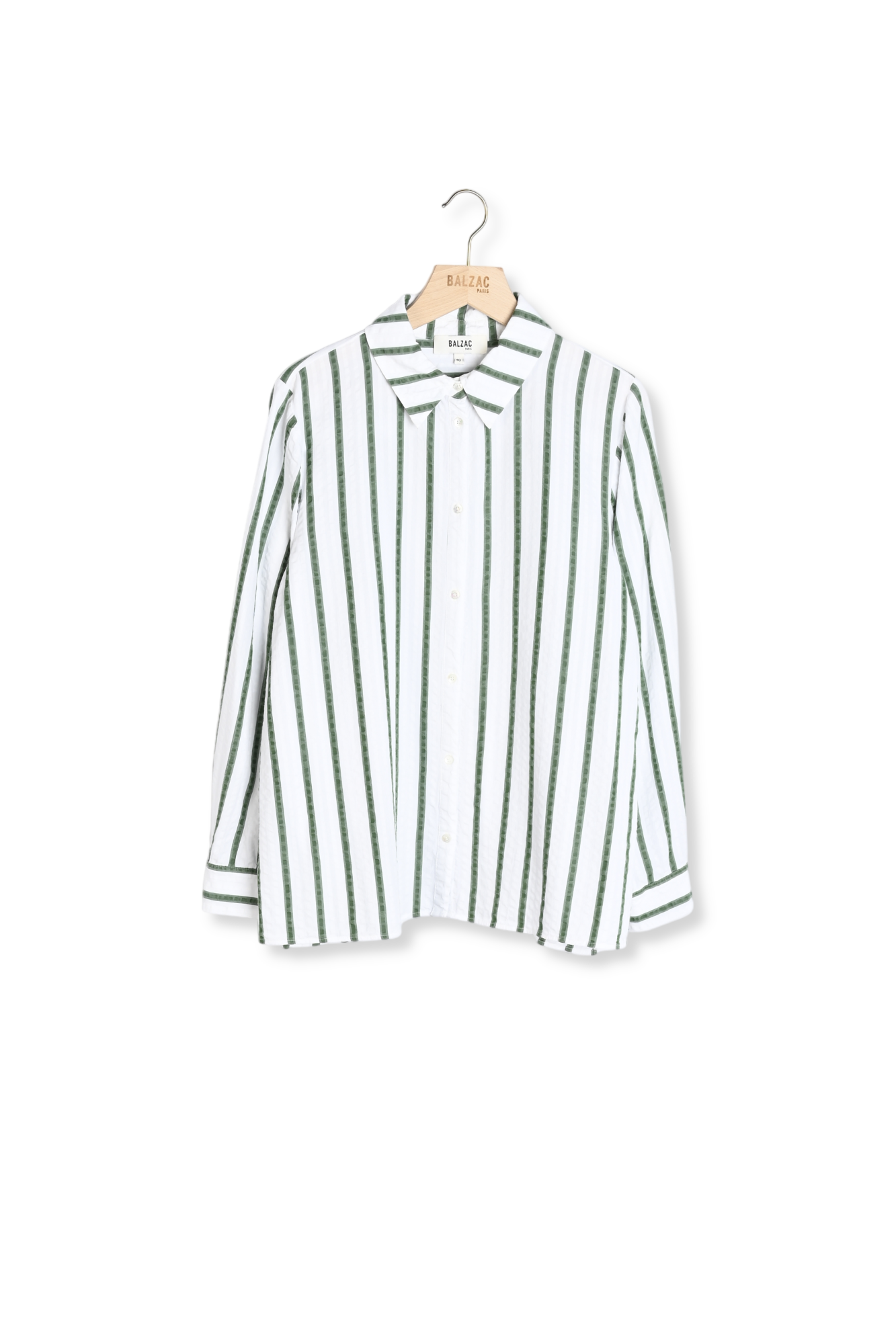 Chemise Liseron rayures vert Balzac seconde main photo 1
