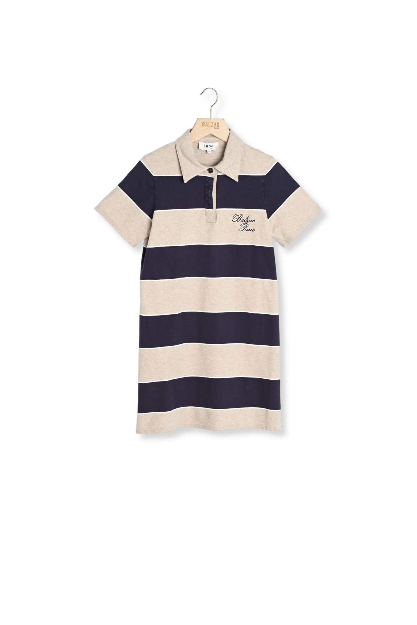 Robe polo Paula rayures marine et beige chiné Balzac seconde main photo 1