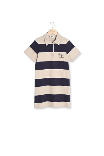 Robe polo Paula rayures marine et beige chiné Balzac seconde main photo 1