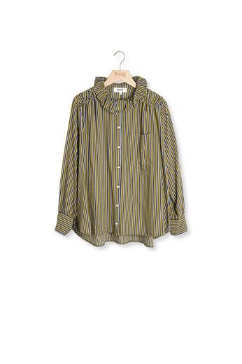 Chemise Léonor rayures marine et kaki Balzac seconde main photo 1