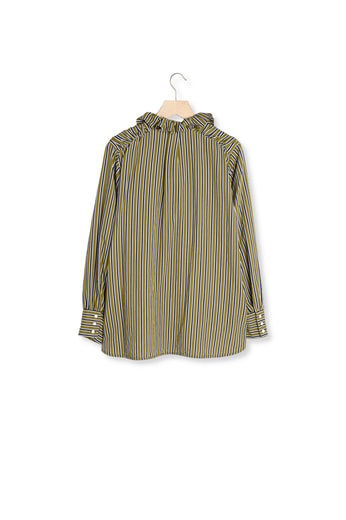 Chemise Léonor rayures marine et kaki Balzac seconde main photo 2