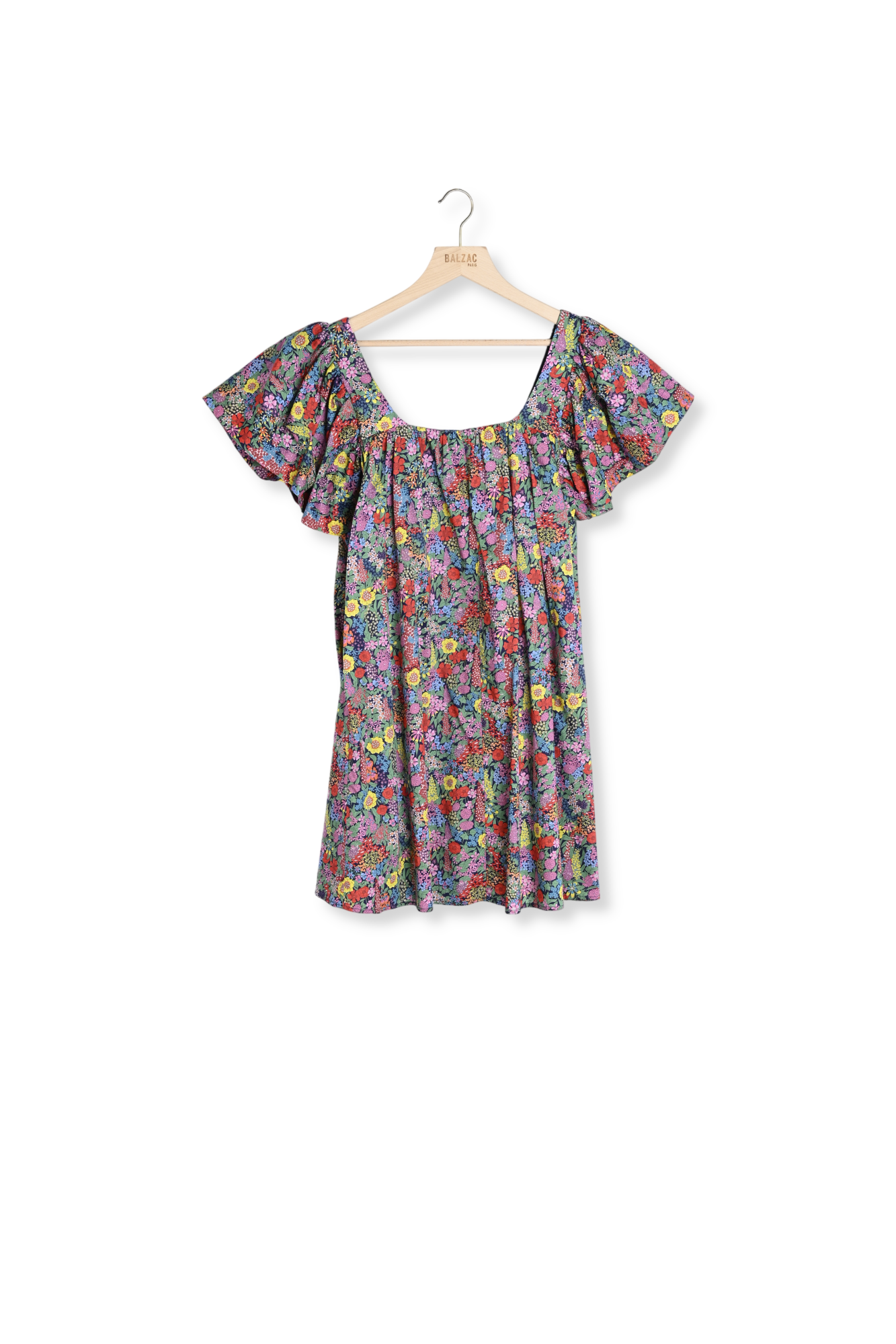 Robe Girasola en tissu Liberty violet, rose et jaune Balzac seconde main photo 1