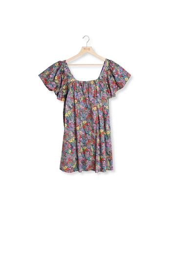 Robe Girasola en tissu Liberty violet, rose et jaune Balzac seconde main photo 1
