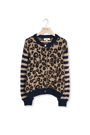 CARDIGAN IDOLE RAYURES BLEU ET LÉOPARD Balzac seconde main photo 1