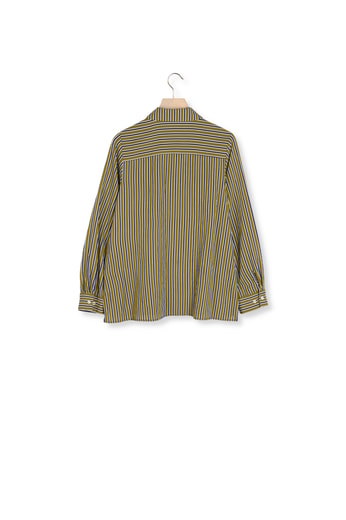Chemise Liseron rayures marine et kaki Balzac seconde main photo 2