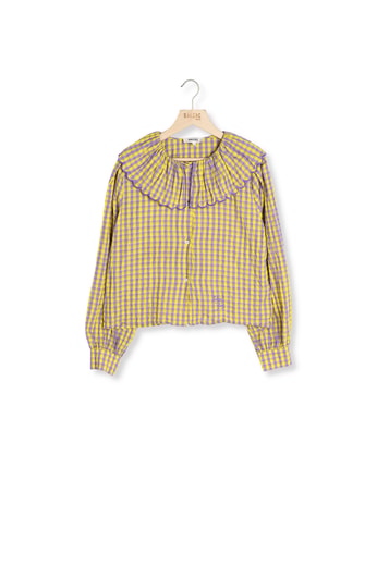 CHEMISE AMY VICHY JAUNE ET VIOLET Balzac seconde main photo 1