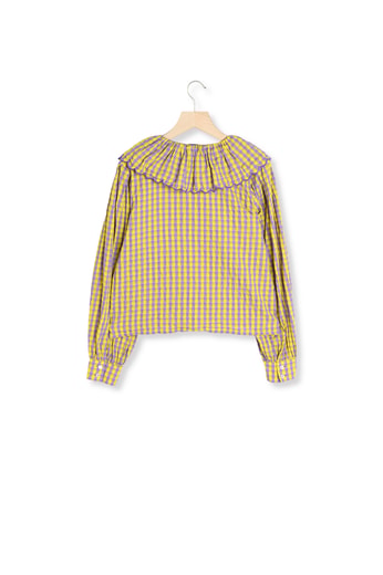 CHEMISE AMY VICHY JAUNE ET VIOLET Balzac seconde main photo 2