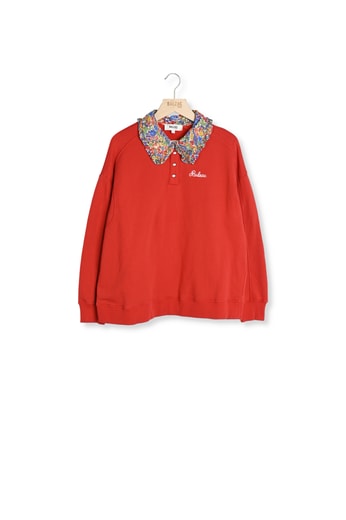 Sweat-shirt Tammy rouge et en tissu Liberty bleu et jaune Balzac seconde main photo 1