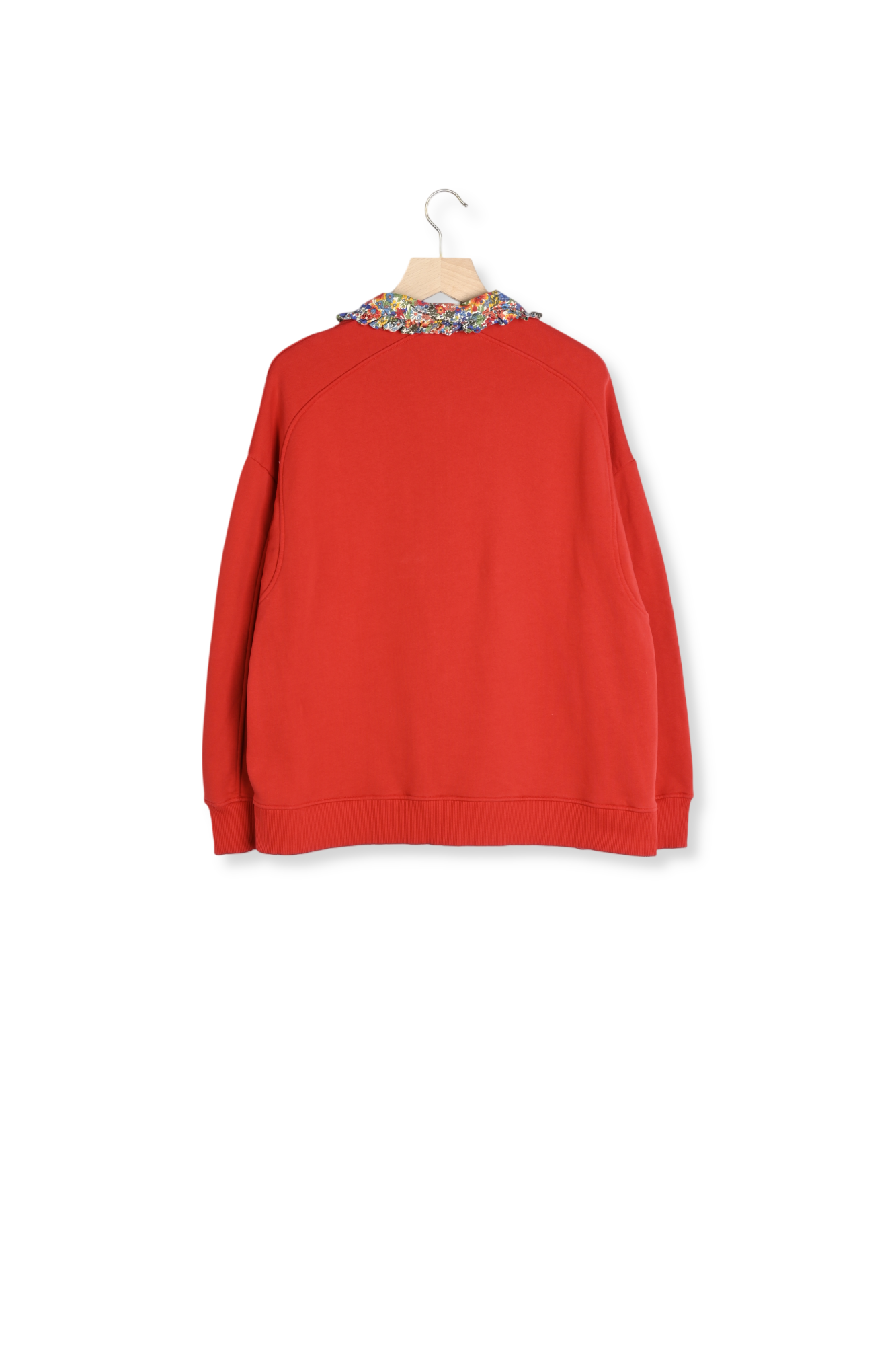 Sweat-shirt Tammy rouge et en tissu Liberty bleu et jaune Balzac seconde main photo 2