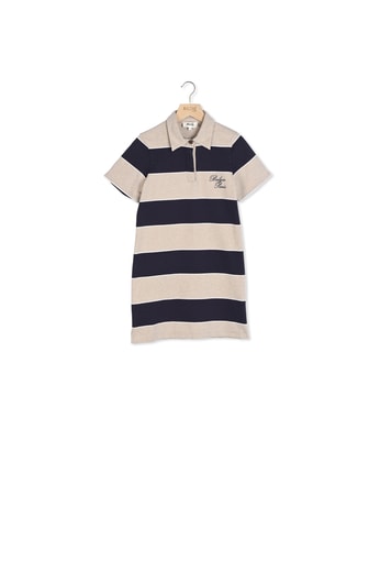 Robe polo Paula rayures marine et beige chiné Balzac seconde main photo 1