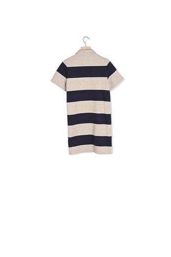 Robe polo Paula rayures marine et beige chiné Balzac seconde main photo 2
