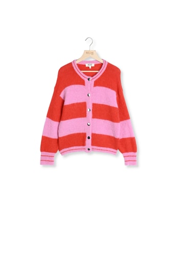 CARDIGAN DOUCEUR RAYURES ROSE ET ROUGE Balzac seconde main photo 1