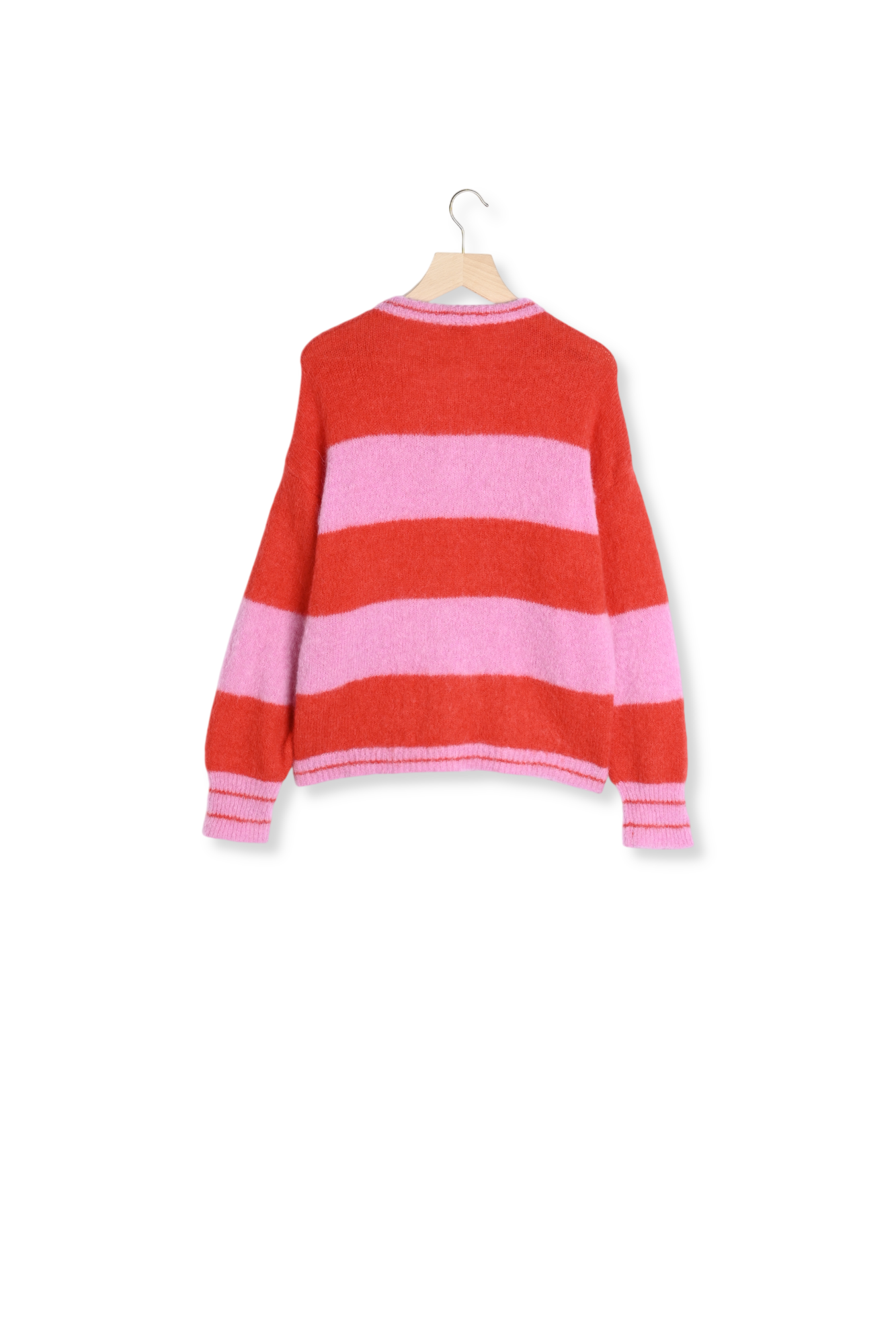 CARDIGAN DOUCEUR RAYURES ROSE ET ROUGE Balzac seconde main photo 3