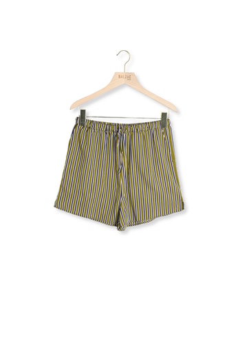 Short Lino rayures marine et kaki Balzac seconde main photo 1