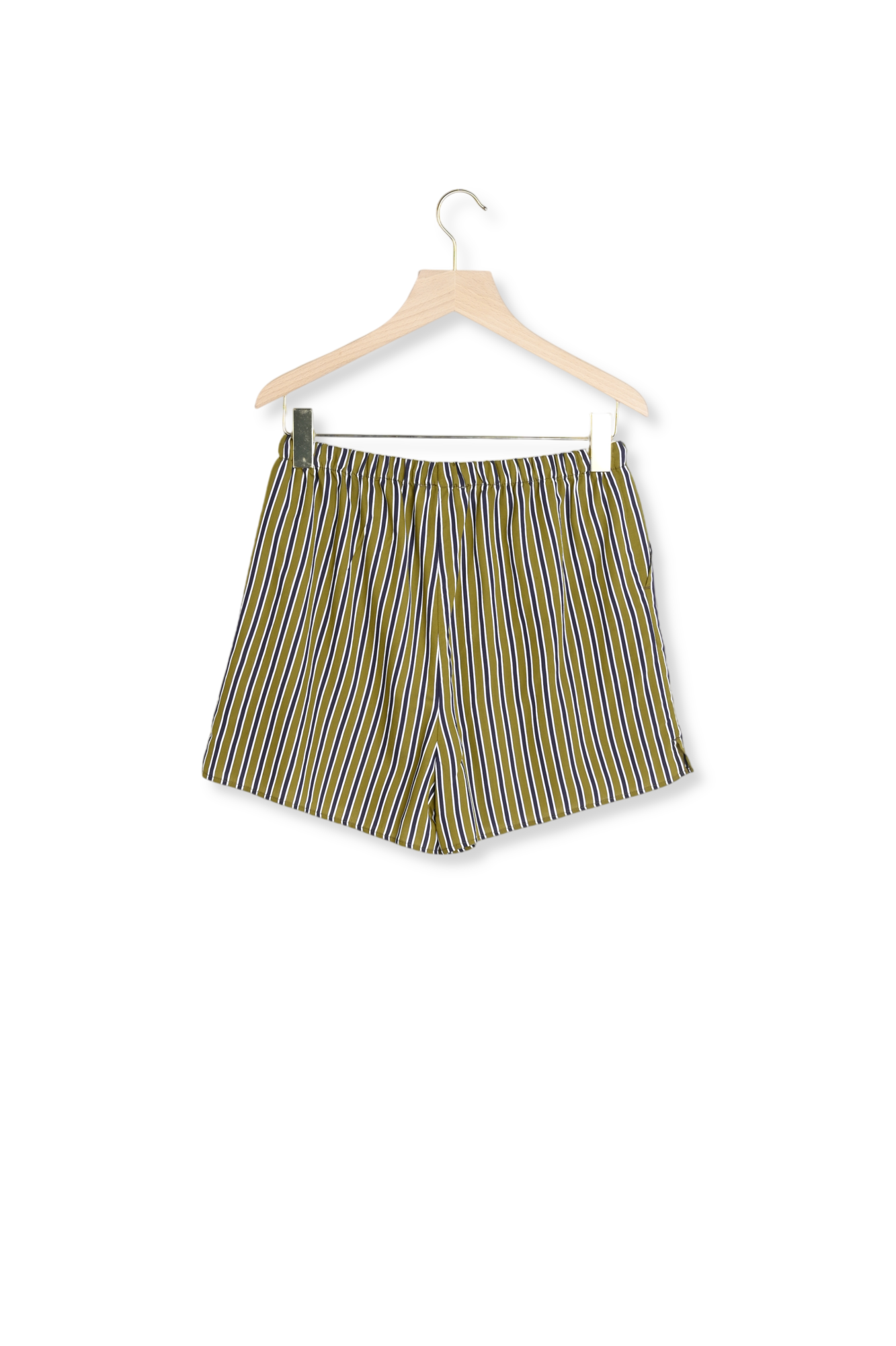Short Lino rayures marine et kaki Balzac seconde main photo 3