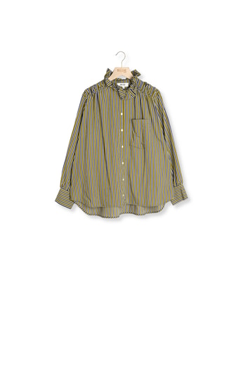 Chemise Léonor rayures marine et kaki Balzac seconde main photo 1