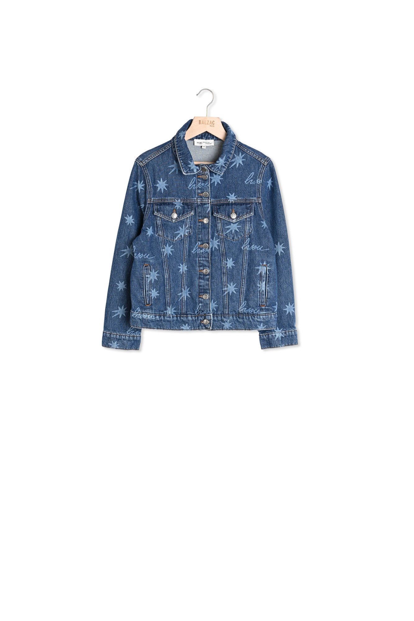 VESTE ZOÉ BLEU MIDI IMPRIMÉ BISOUS
