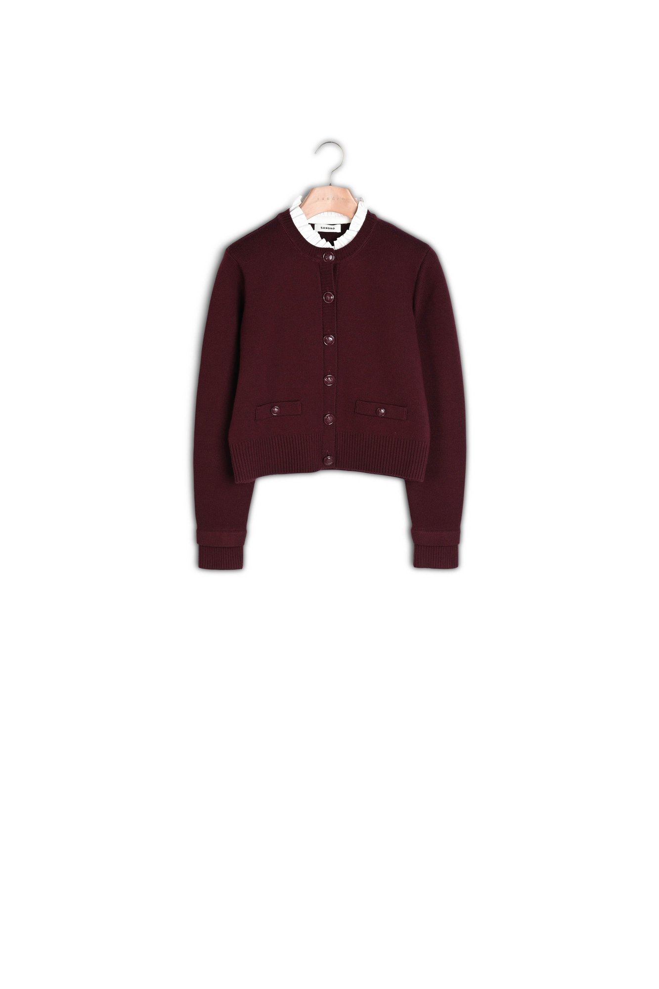 Productfoto Gebreid vest met kraag met ruches nummer 0