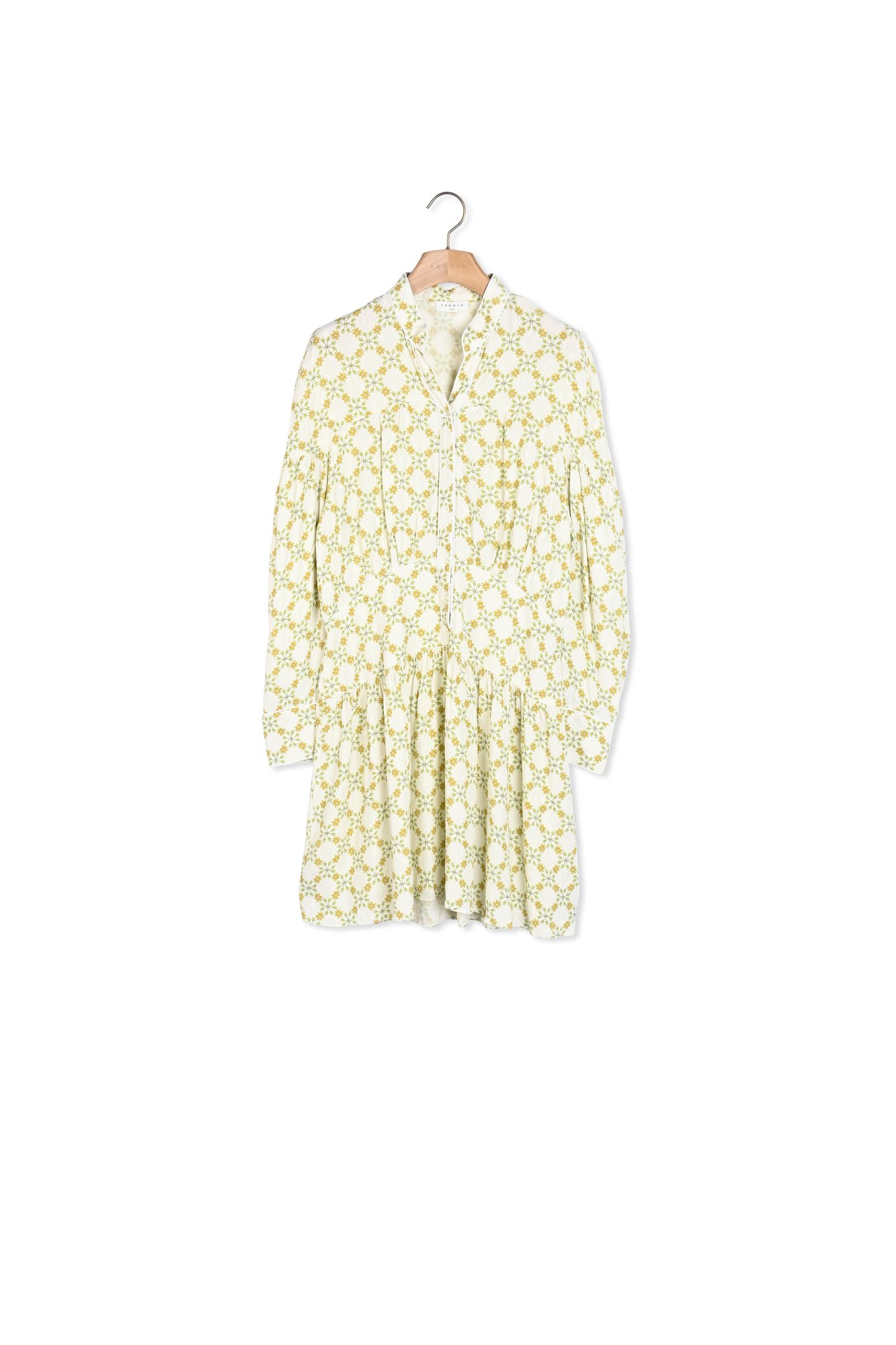 Short dress in printed jacquard