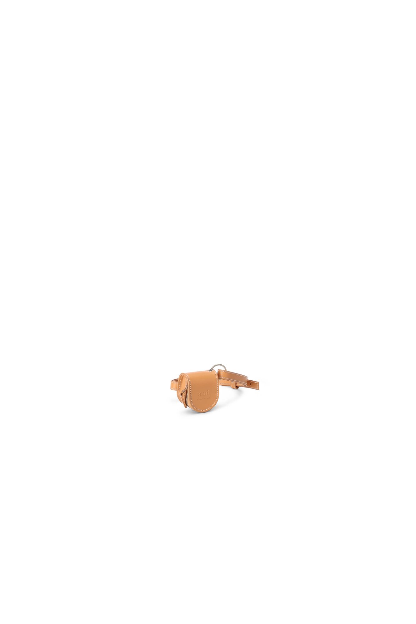 Zipped coin purse with leather strap