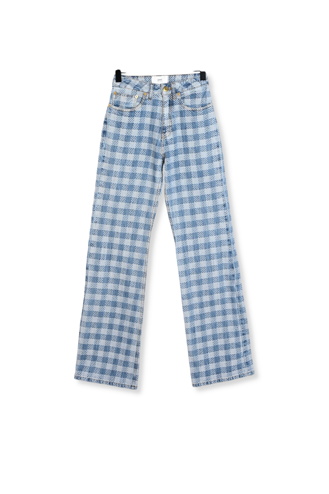 Photo produit Jean boyfriend fit en jacquard vichy numéro 0