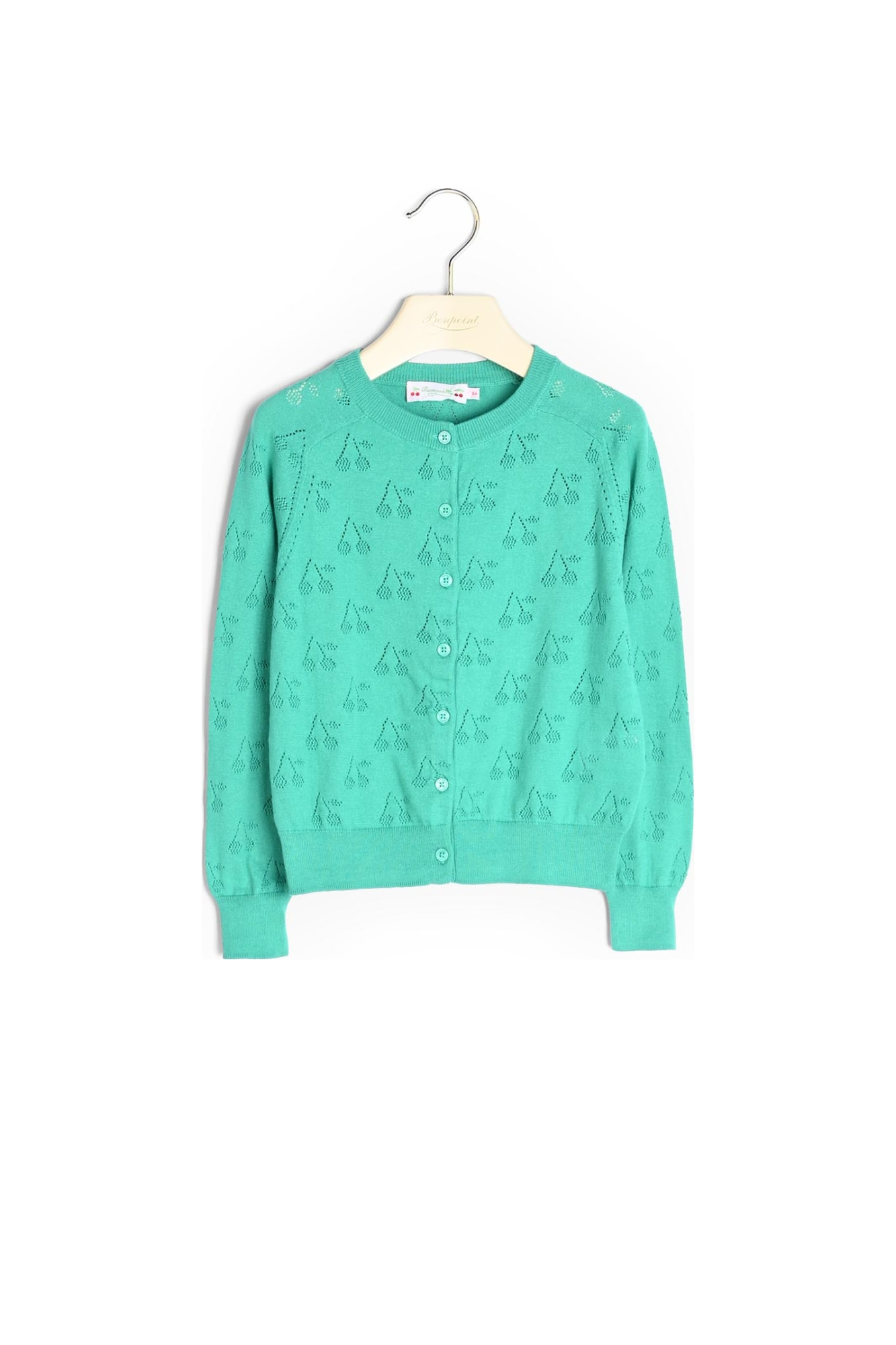 Cardigan à cerises ajourées Bonpoint Vintage seconde main photo 2