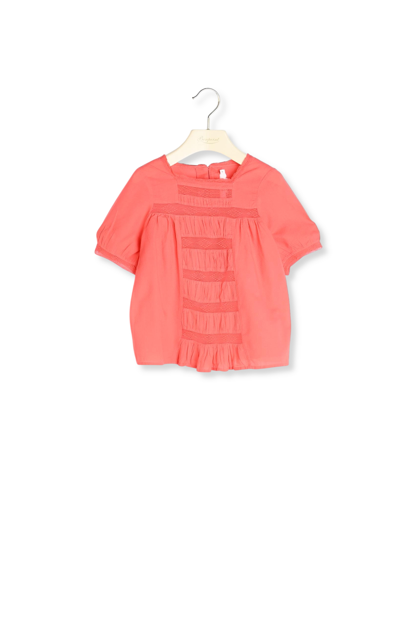 Blouse en coton façonné et dentelle Bonpoint Vintage seconde main photo 2