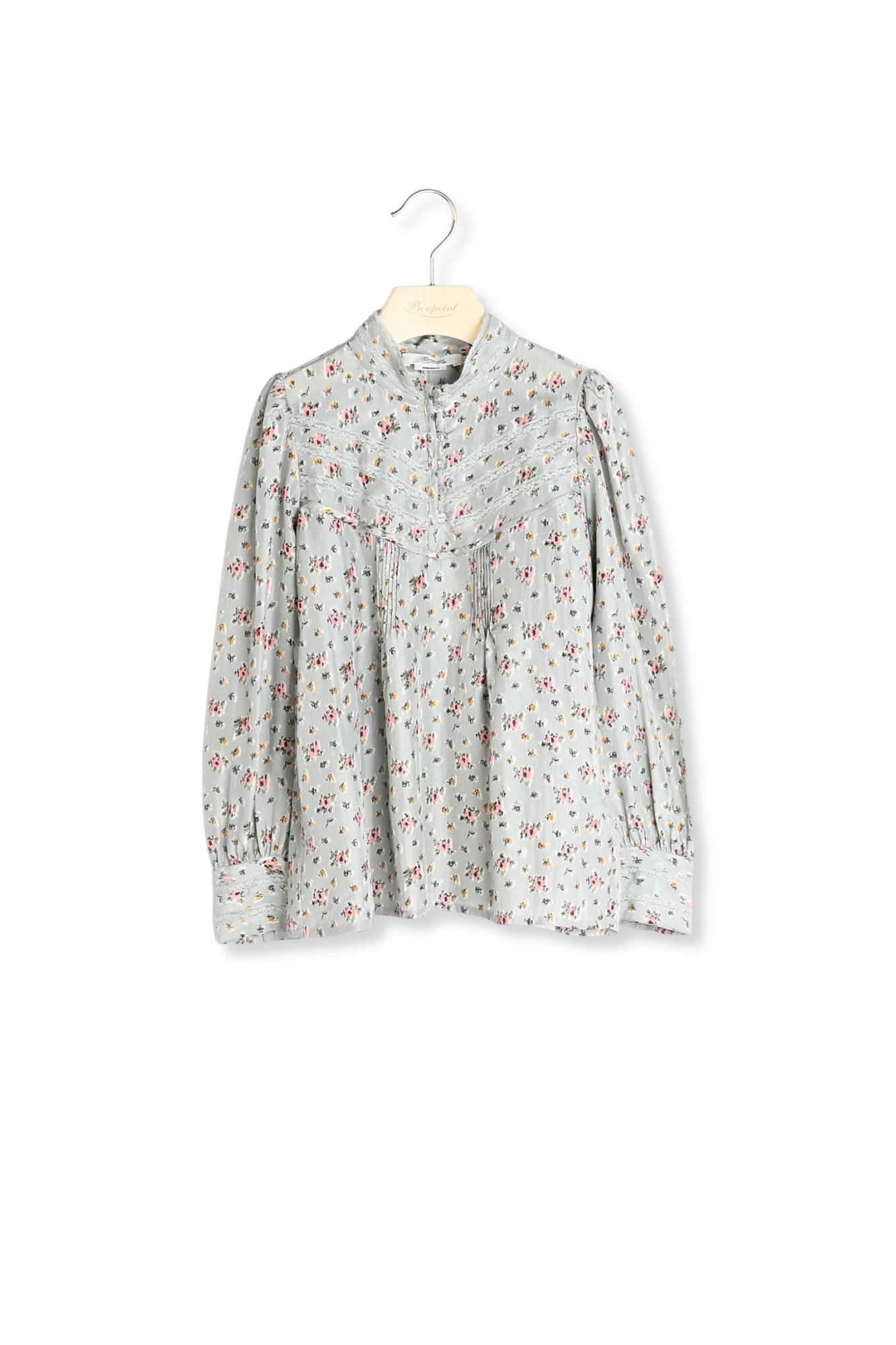 Blouse à col montant en soie imprimée Bonpoint Vintage seconde main photo 2