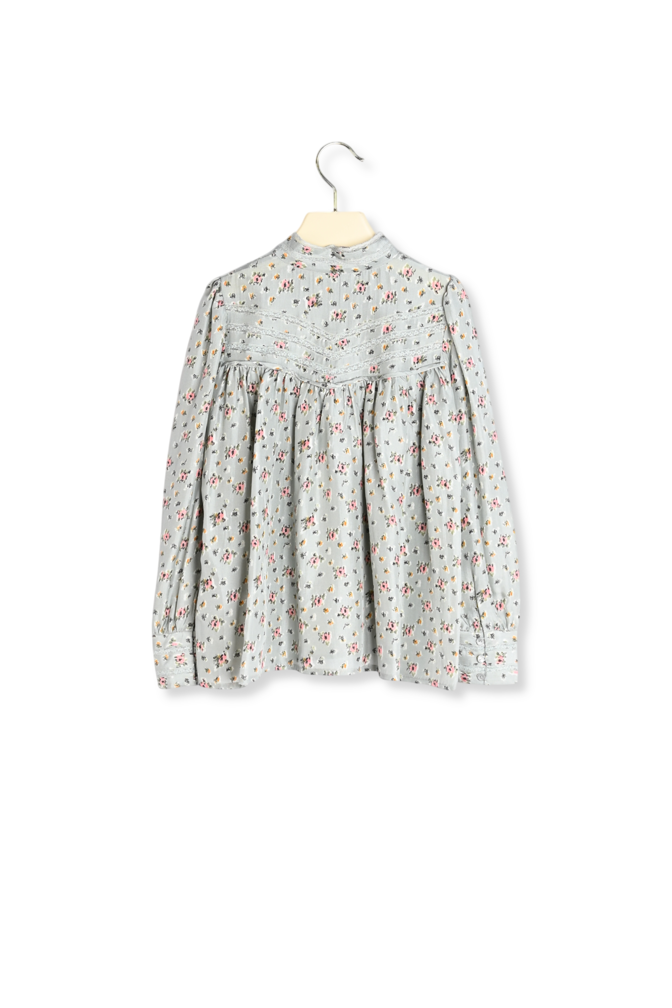 Blouse à col montant en soie imprimée Bonpoint Vintage seconde main photo 3