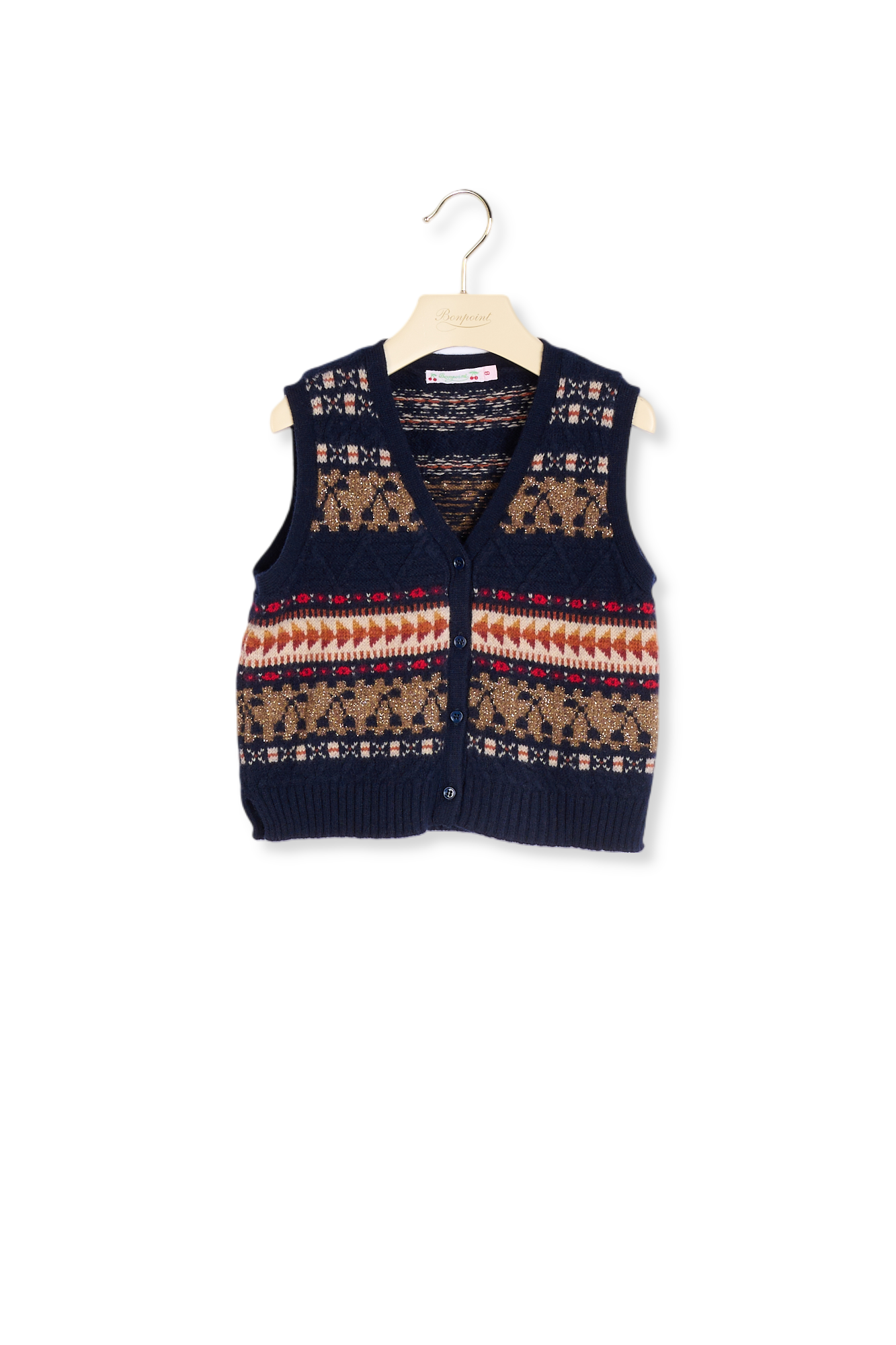 Gilet jacquard sans manches Bonpoint Vintage seconde main photo 2