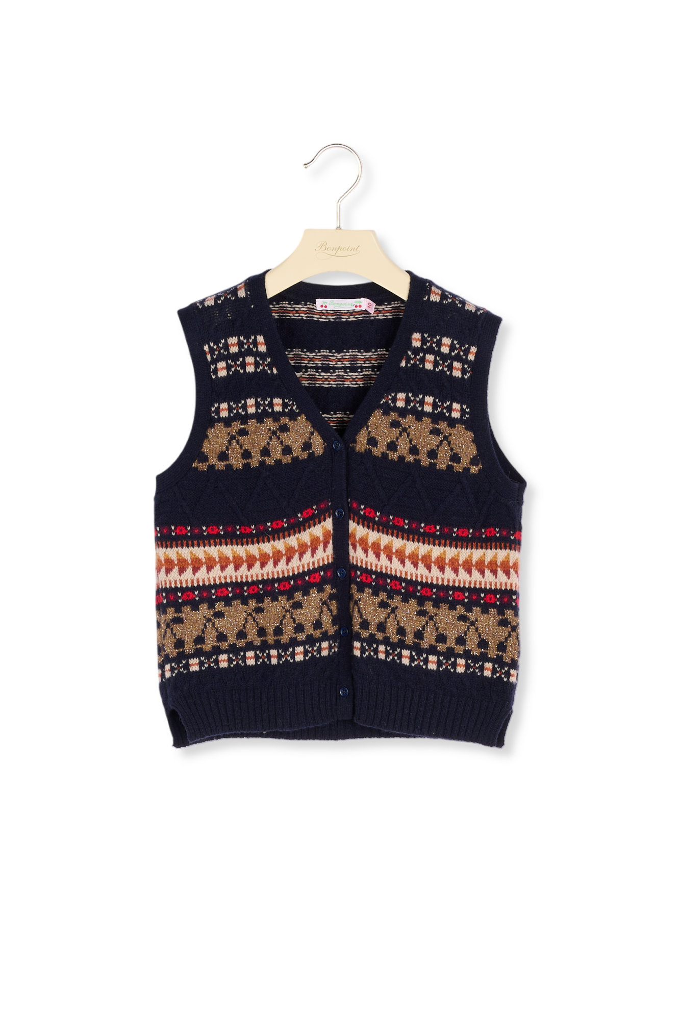 Gilet jacquard sans manches Bonpoint Vintage seconde main photo 2