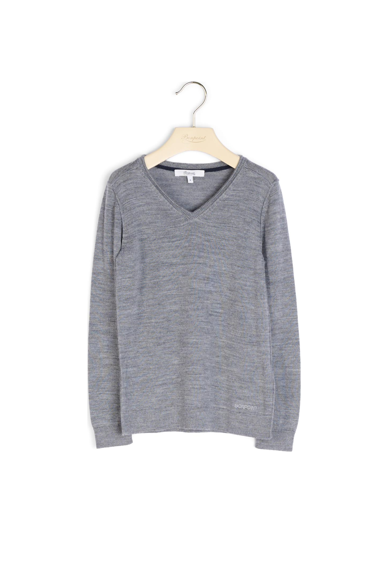 Pull col V en laine mérinos Bonpoint Vintage seconde main photo 2