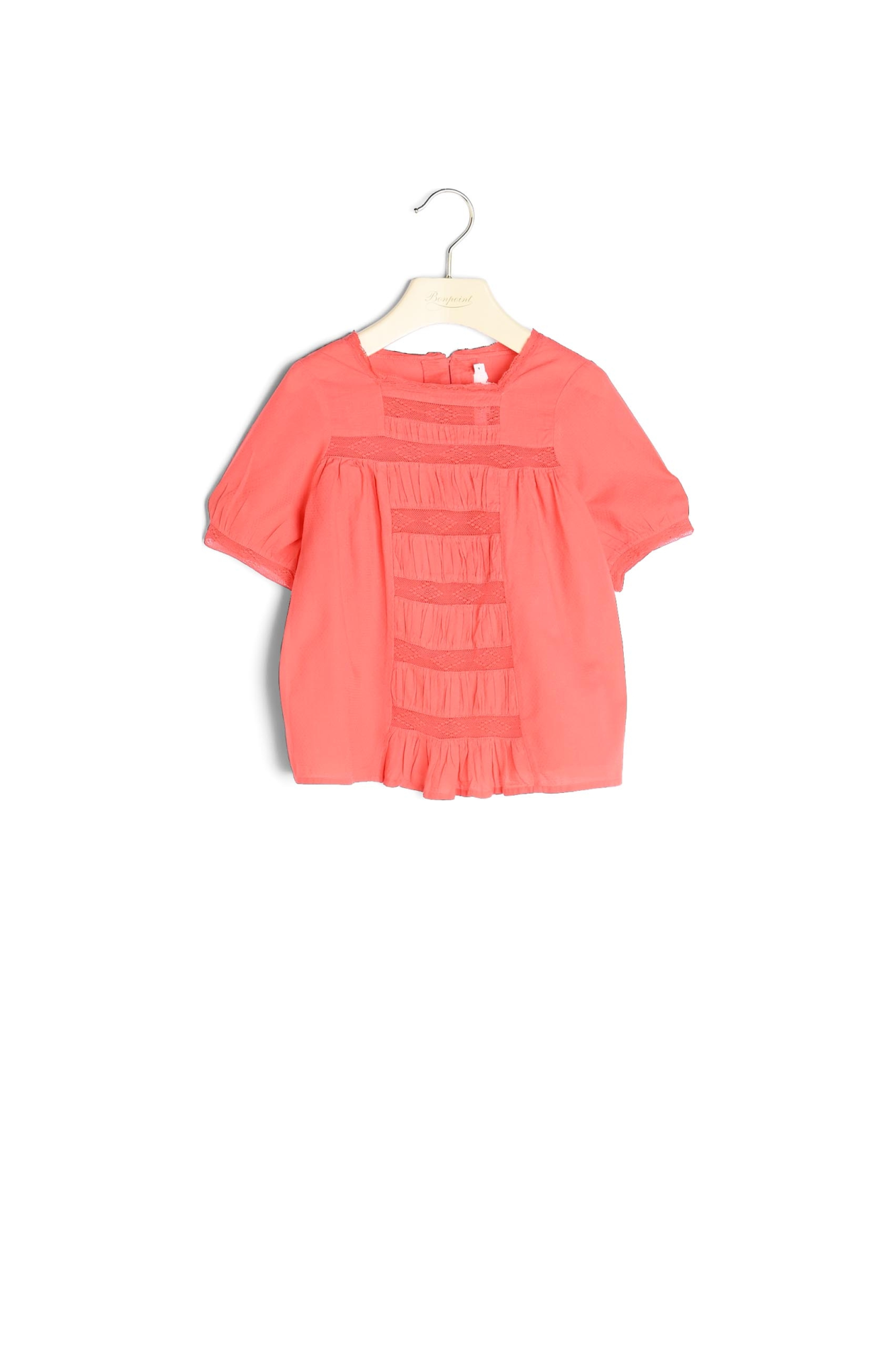 Blouse en coton façonné et dentelle Bonpoint Vintage seconde main photo 1