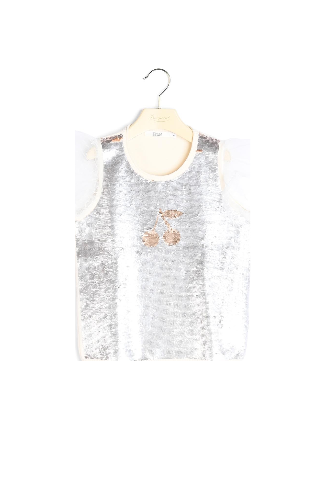 Pull cerise en sequins réversible Bonpoint Vintage seconde main photo 2