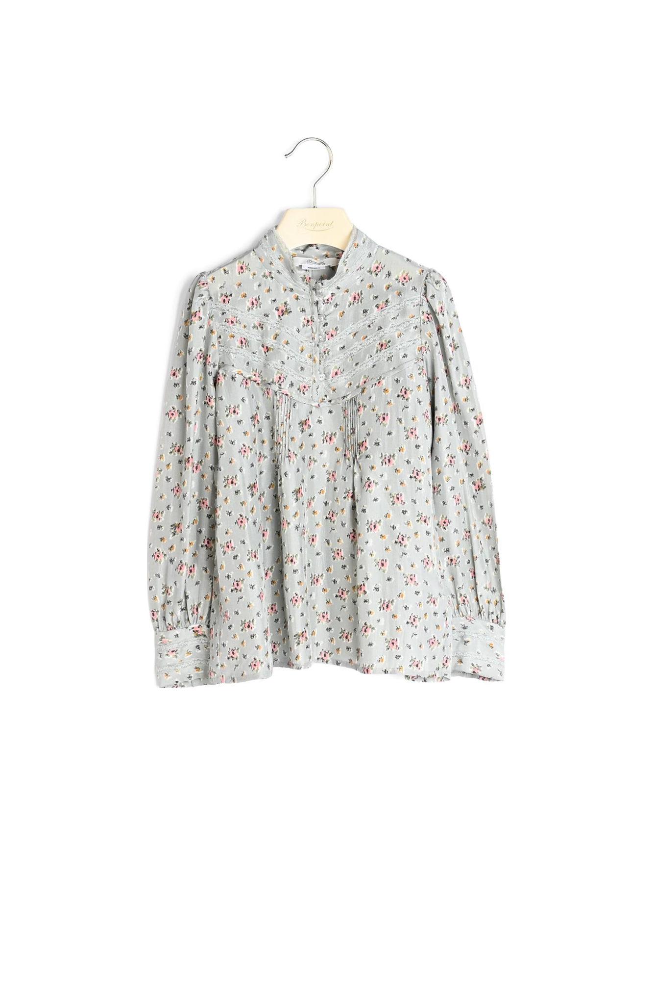 Blouse à col montant en soie imprimée Bonpoint Vintage seconde main photo 2