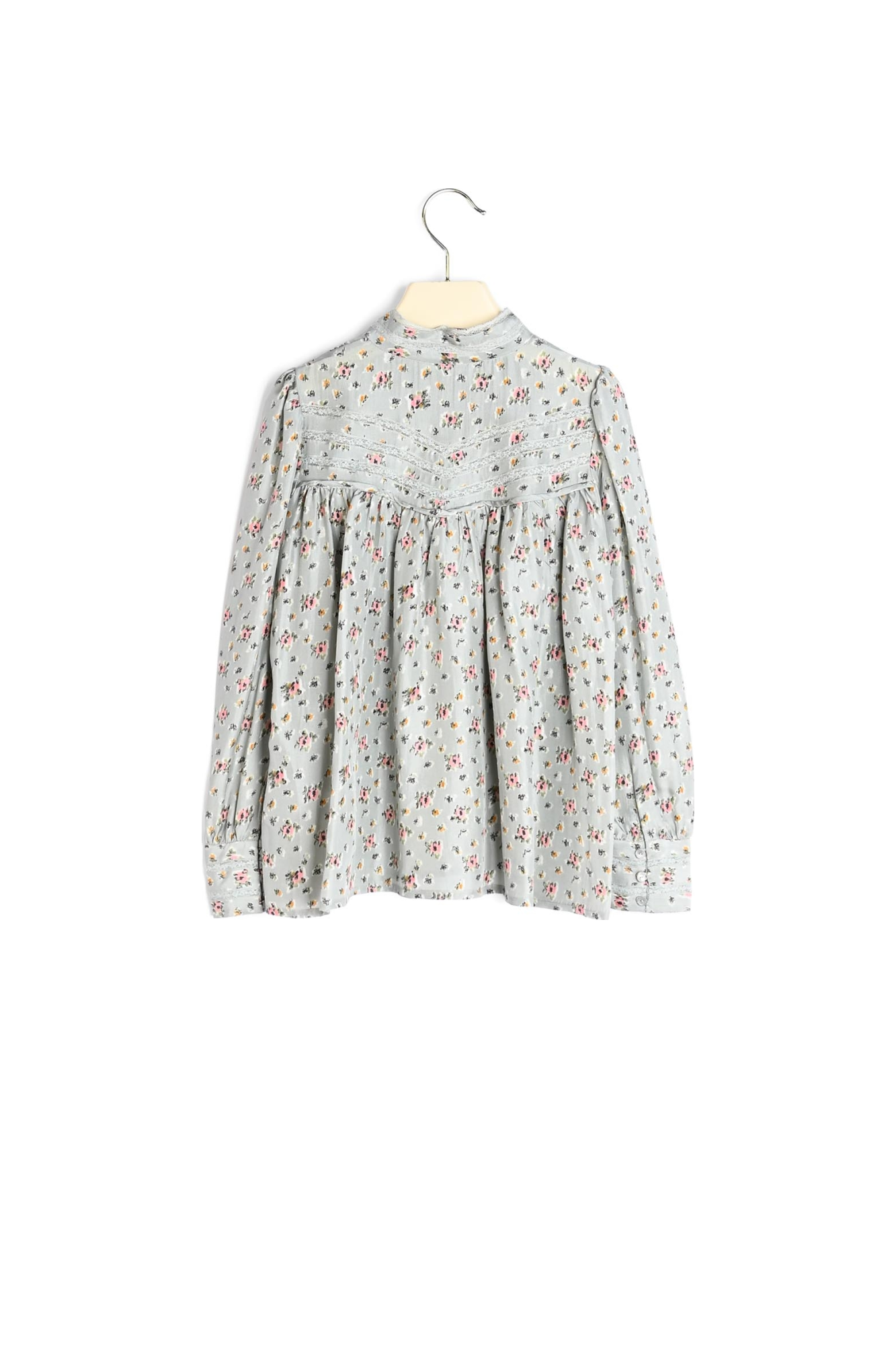 Blouse à col montant en soie imprimée Bonpoint Vintage seconde main photo 3