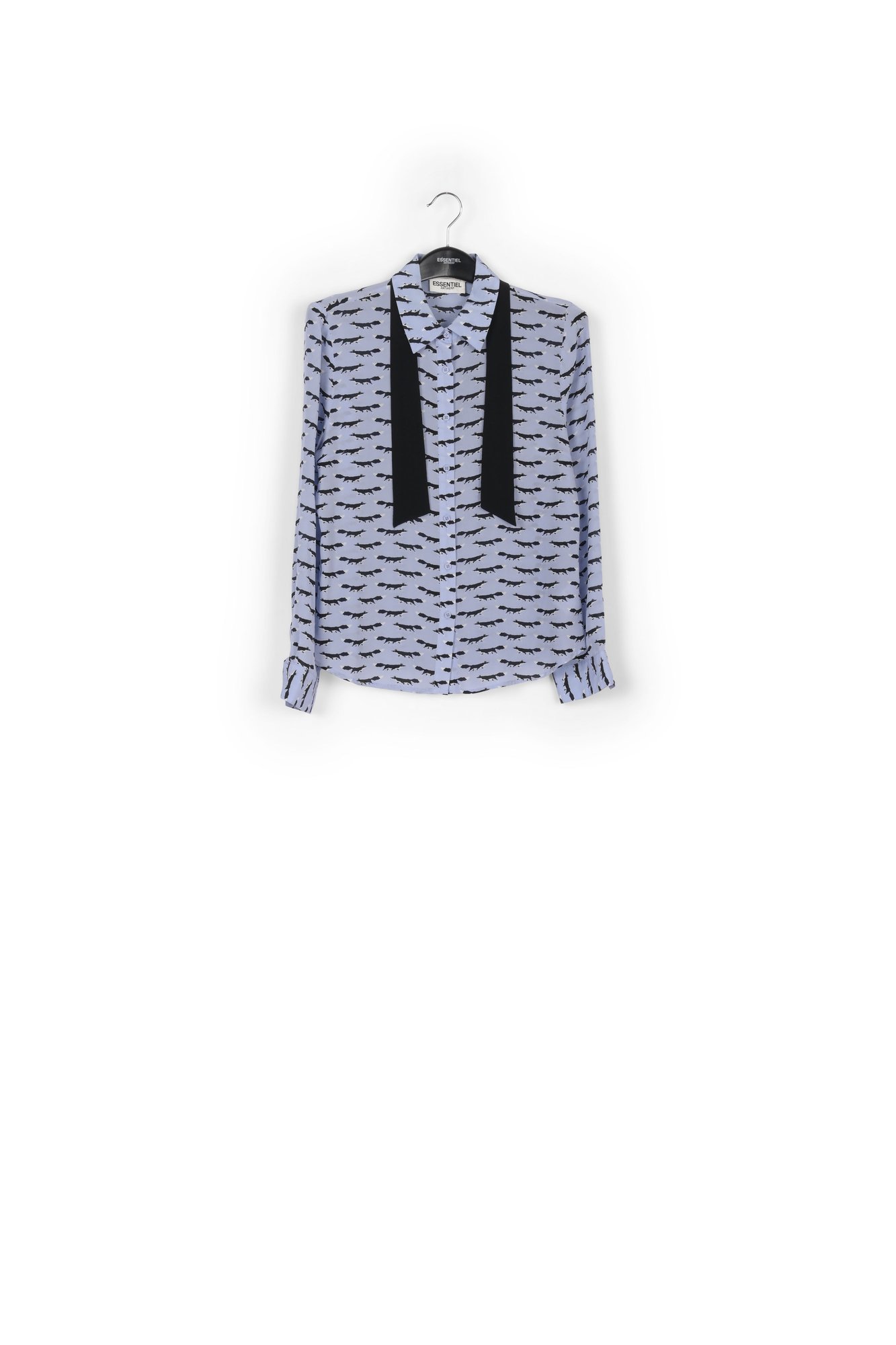 Chemise bleue avec imprimé renards et noeud RE—SSENTIEL seconde main photo 1