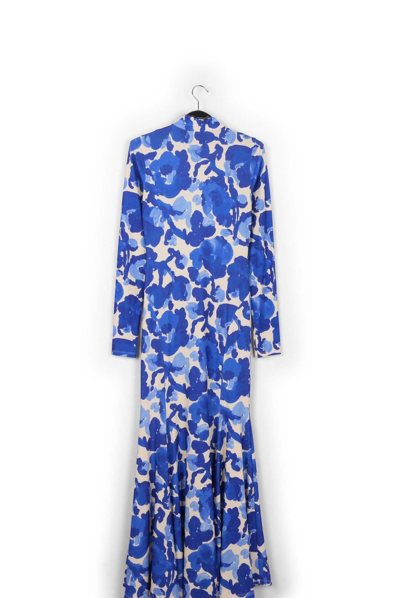 White and blue floral print stretch-jersey maxi dress RE—SSENTIEL second-hand photo 2