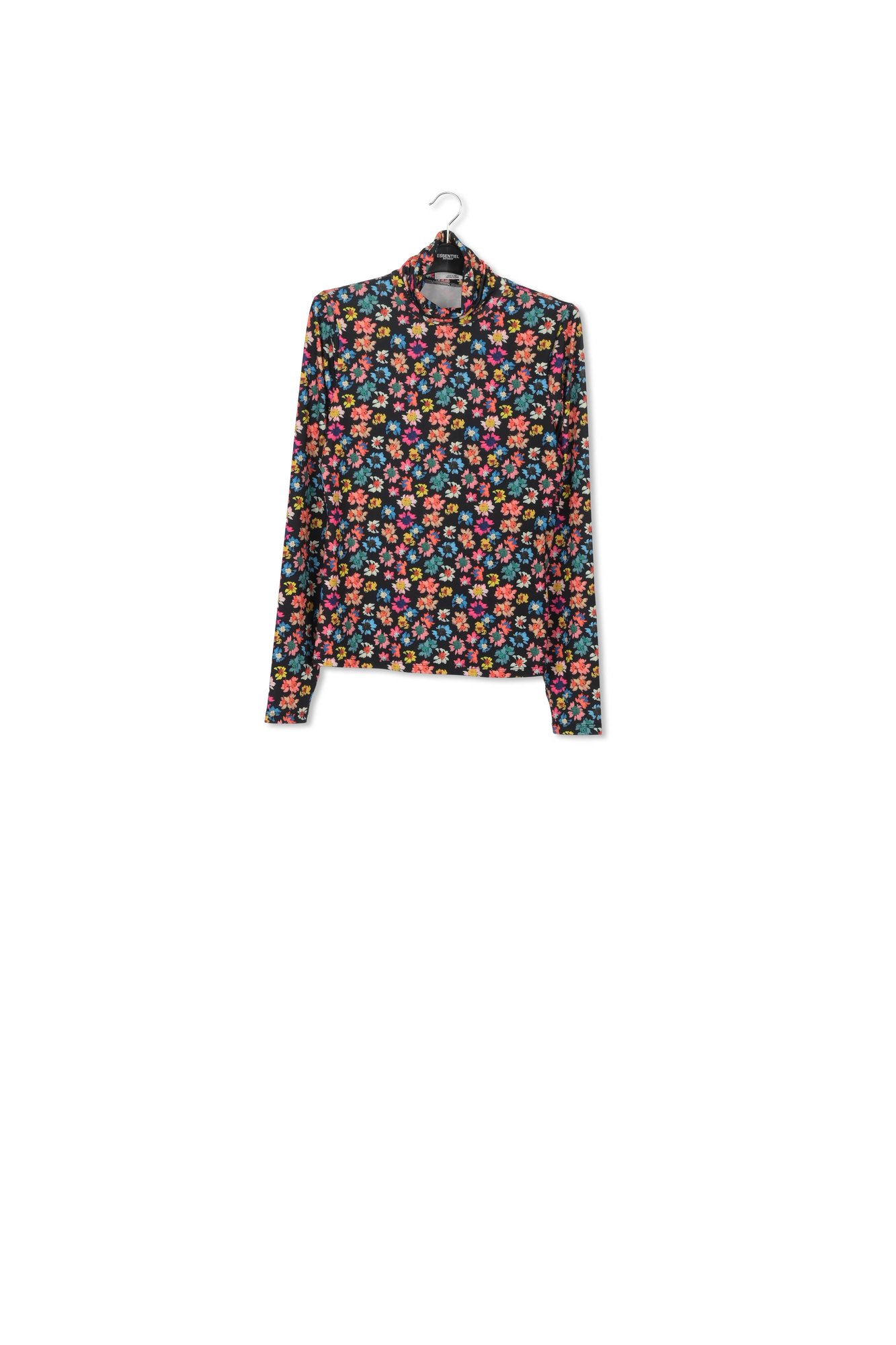 Orange, burgundy and light orange floral-print turtleneck top RE—SSENTIEL second-hand photo 1