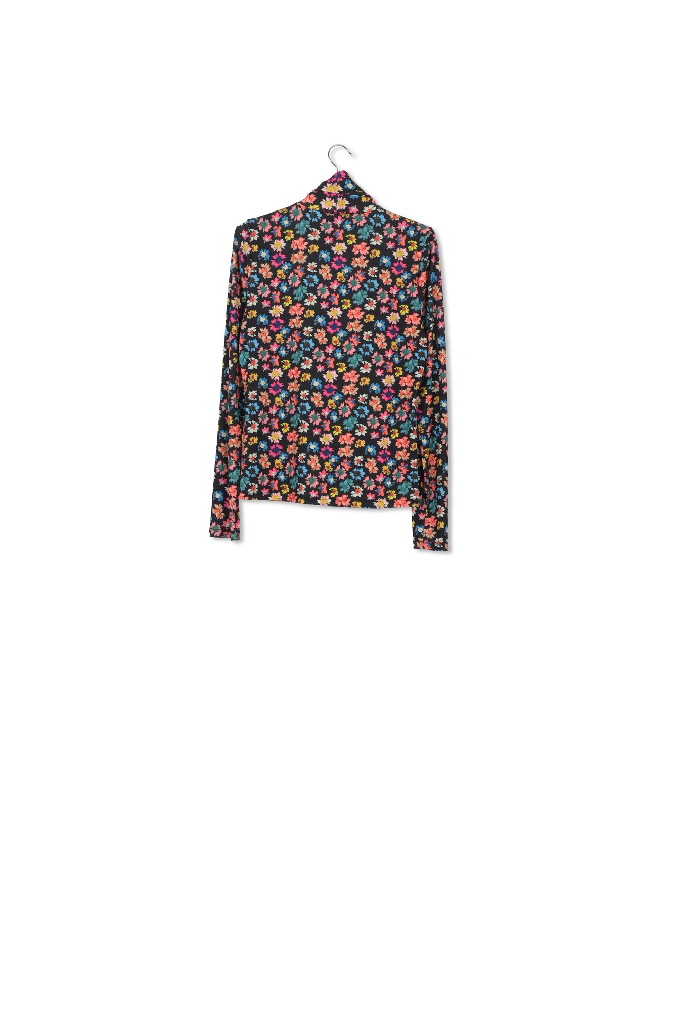 Orange, burgundy and light orange floral-print turtleneck top RE—SSENTIEL second-hand photo 2
