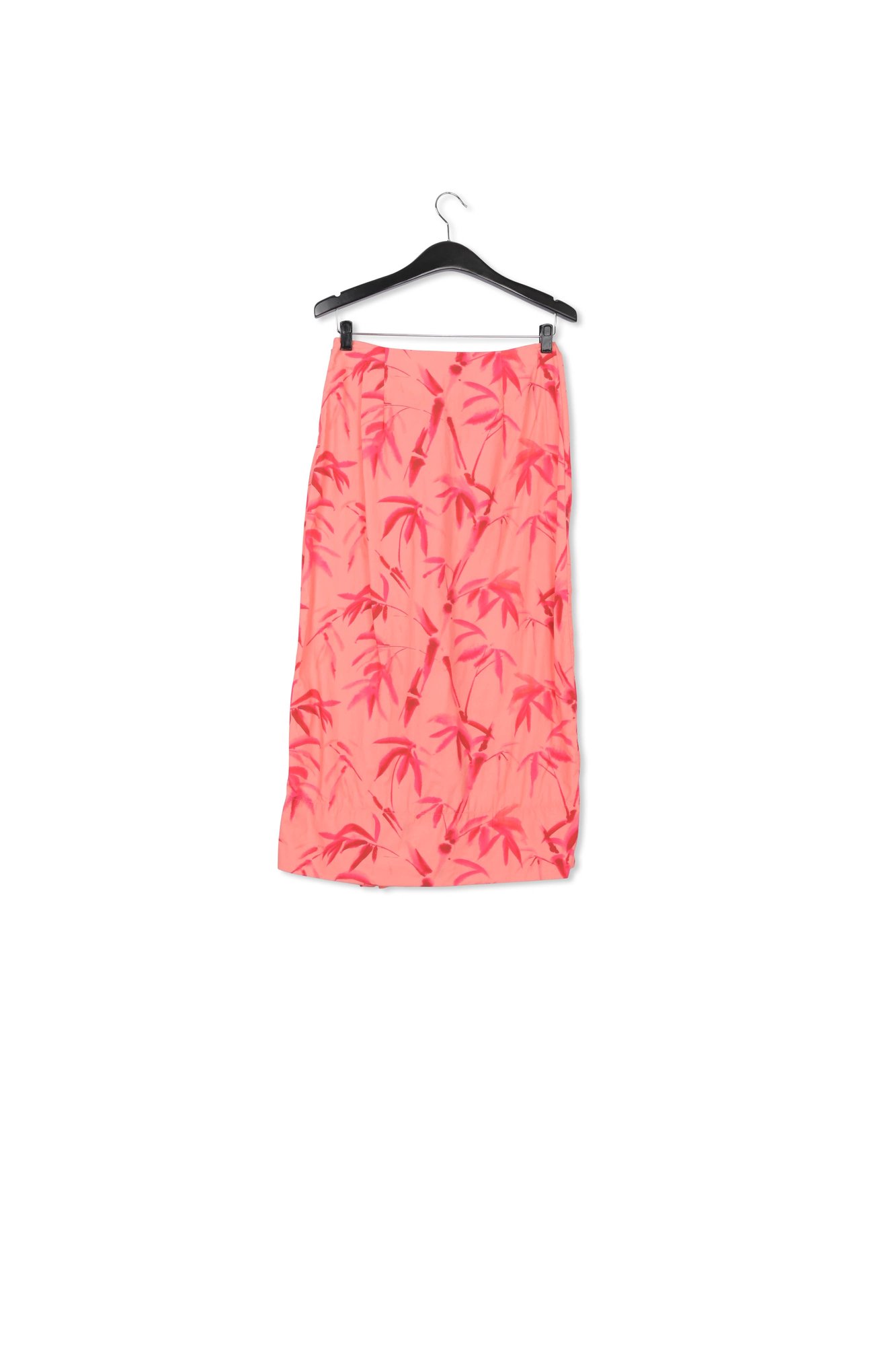 Perzikkleurige gedrapeerde midirok met palmbladerenprint RE—SSENTIEL tweedehands photo 2