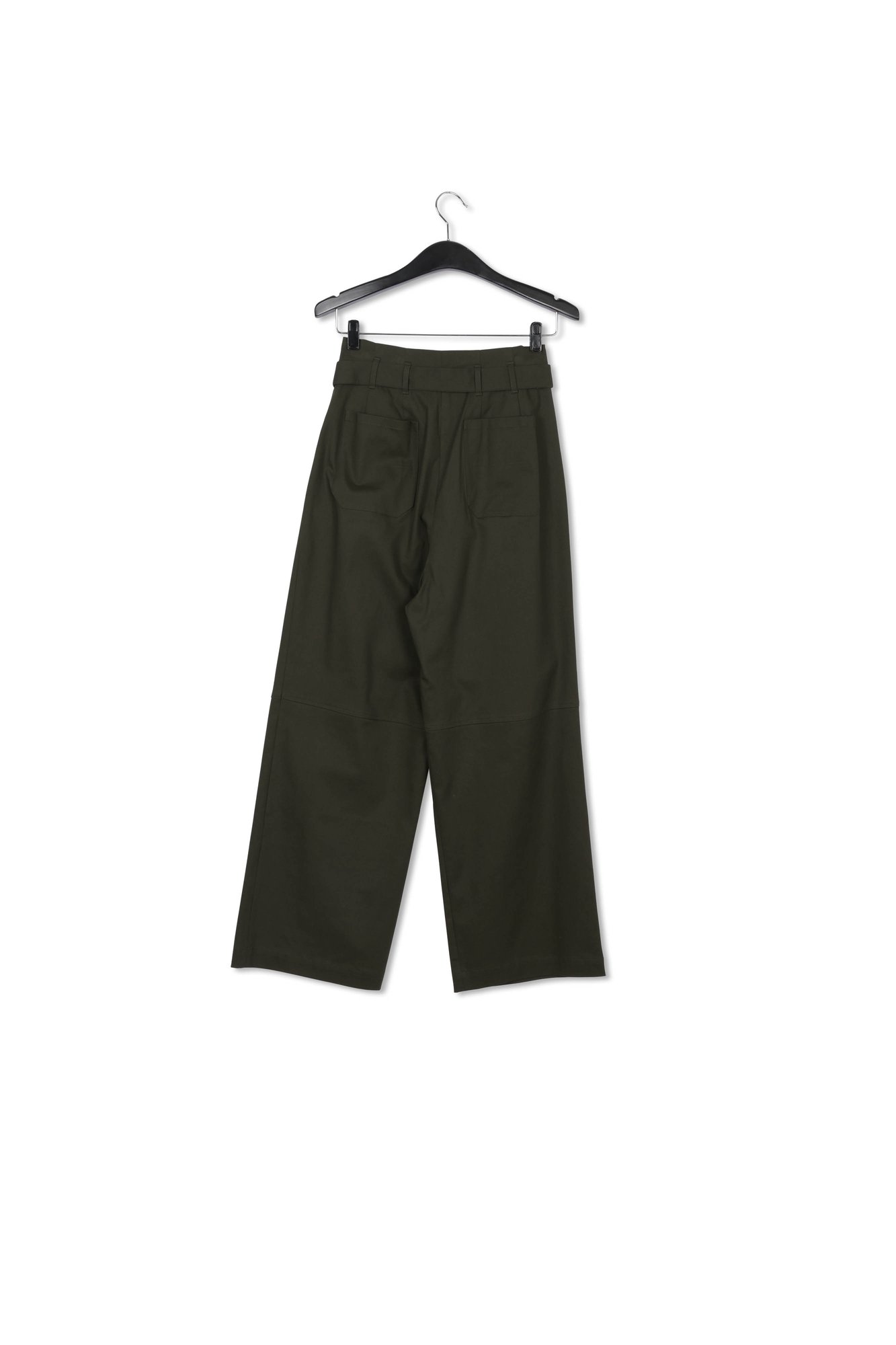 Dark green belted straight-leg pants RE—SSENTIEL second-hand photo 2