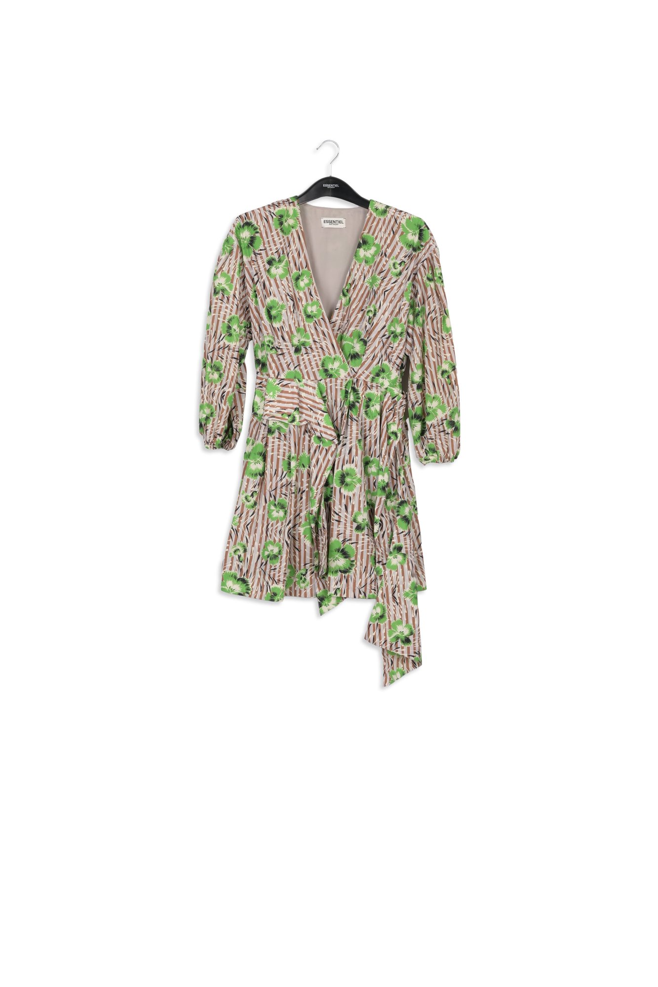 Mini robe cache-coeur verte et brune à fleurs RE—SSENTIEL seconde main photo 1